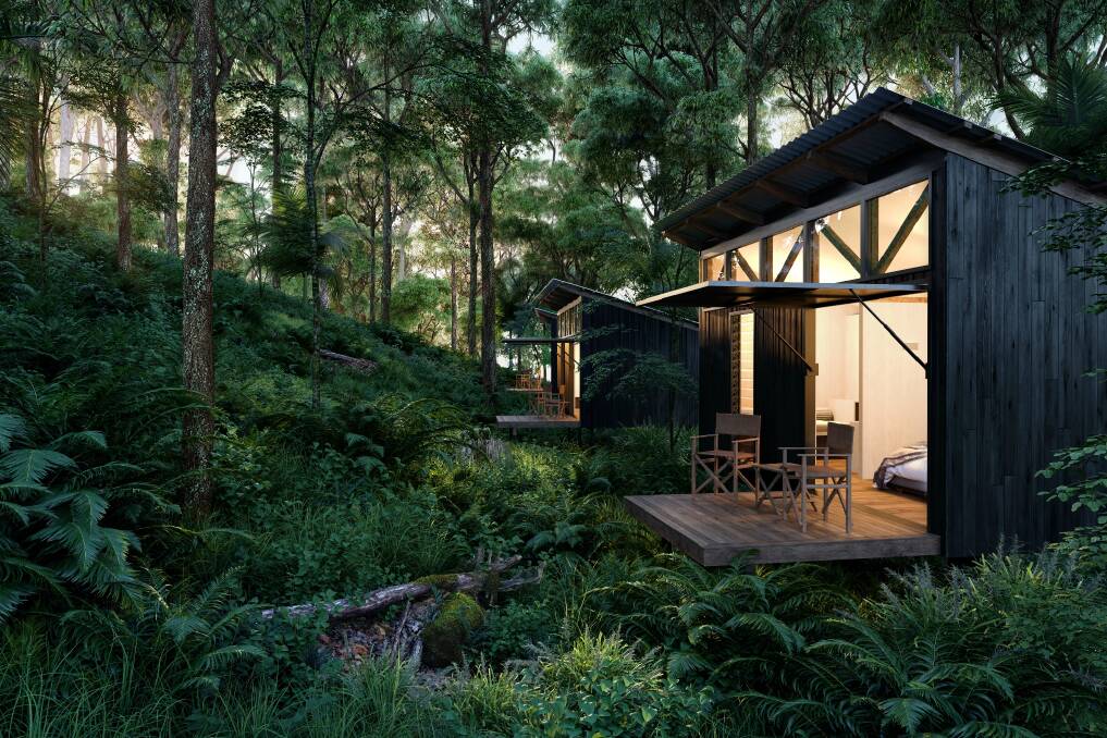 An artist impression of the eco-cabins on the five-day Scenic Rim trail experience. Photo: Supplied