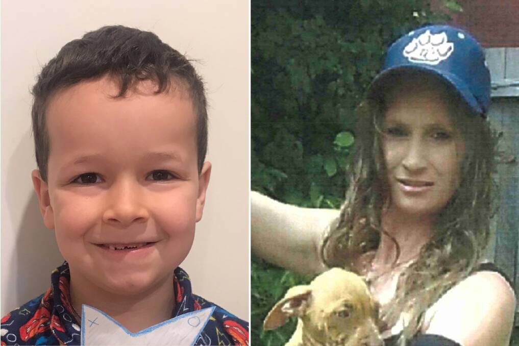 Missing boy Phoenix Mapham, 6, and his mother Tessa Woodcock, who police believe took the boy unlawfully last Thursday. Photo: ACT Policing