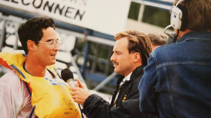 Greg Robson interviewing George Reekie in 1989 after he finally won the money. Photo: Supplied
