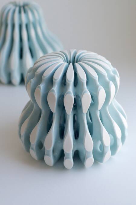 Kenji Uranishi - 'Tsubomi I', slip cast porcelain with glaze, 20 x 22 x 22cm. Photo: Supplied