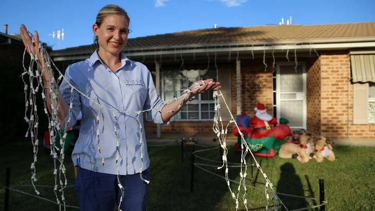 Creating a Christmas light display has become an annual tradition for Jerrabomberra resident Stacy Bridgfoot and her husband David. Photo: Kim Pham