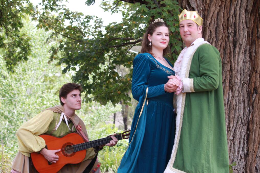 From left: Elliot Cleaves as Minstrel, Alex McPherson as Winnifred and Isaac Gordon as Dauntless in <i>Once Upon a Mattress.</i> Photo: Supplied