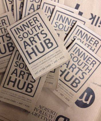 Brochures promoting the Inner South Arts Hub locations. Photo: Supplied
