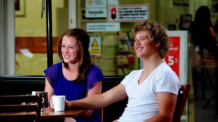 Karuna Henderson and Matthew Willis, both 17, enjoy the smoke-free atmosphere at Hudson's cafe, Dickson. Photo: Melissa Adams