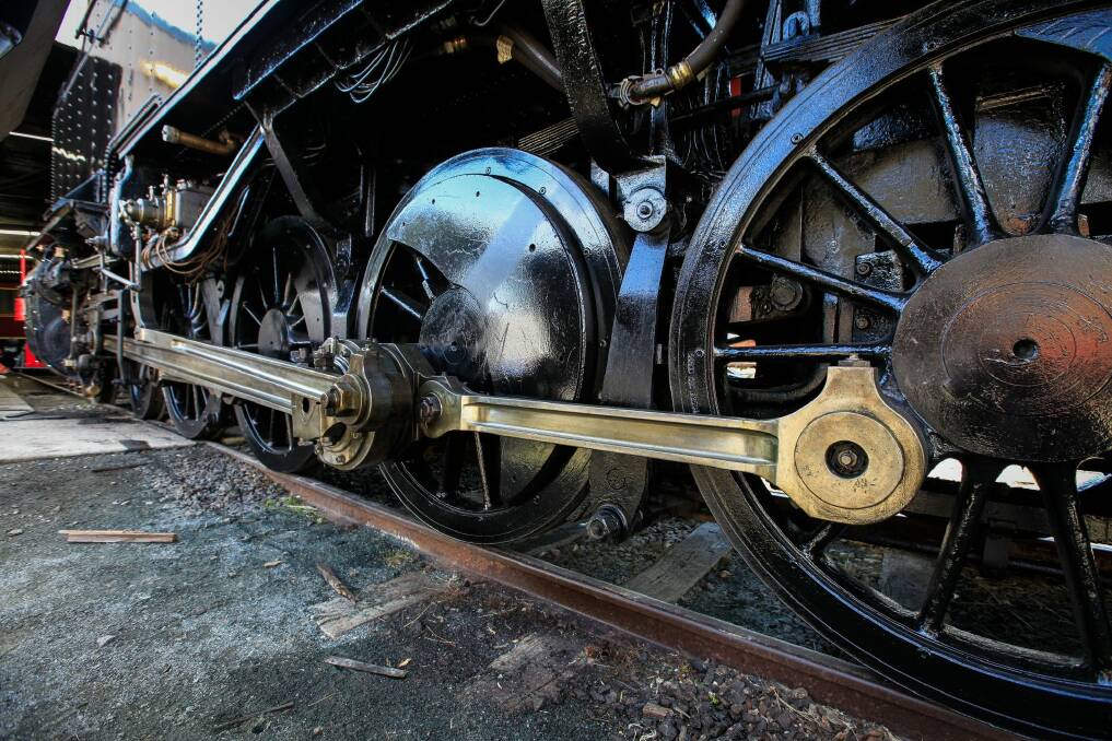 Driving and connecting rods on the Beyer Garratt 6029 at the Canberra Railway Museum.  Photo: Katherine Griffiths