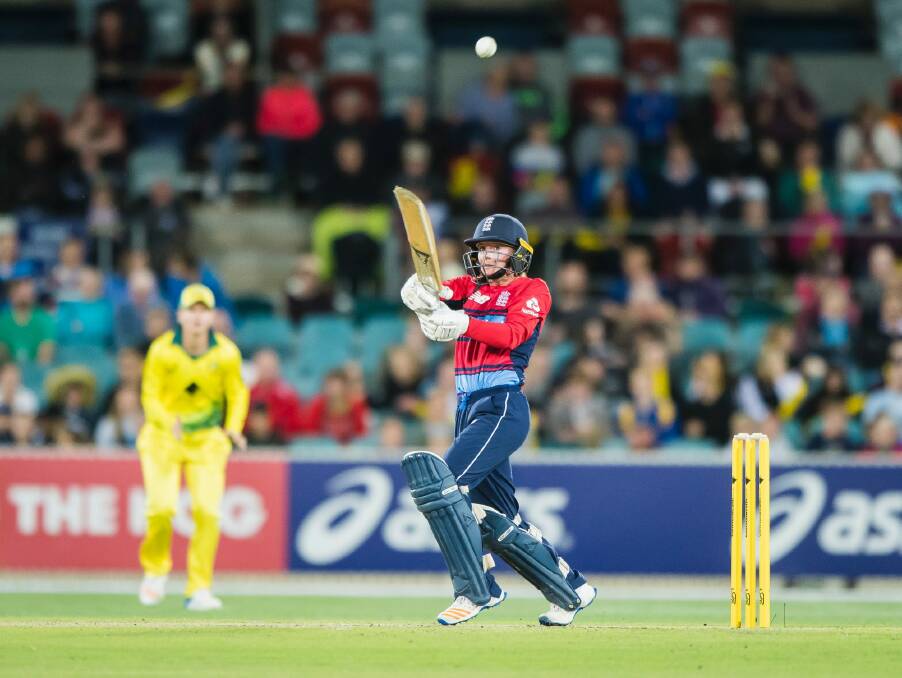 English opener Danielle Wyatt in action during the third T20 match at Manuka oval on Tuesday. Photo: Sitthixay Ditthavong Photo: Sitthixay Ditthavong