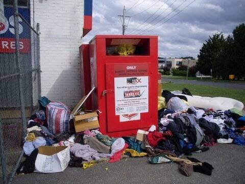 The Salvation Army  continues to have problems with rubbish dumped on the foothpath outside its Fyshwick store. Photo: Picasa