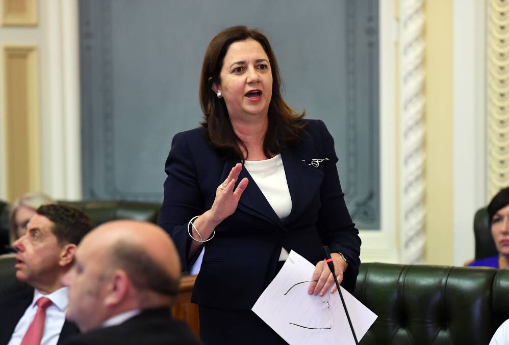 Queensland Premier Annastacia Palaszczuk is seen during Question Time at Parliament House on Thursday. Photo: Dan Peled/AAP