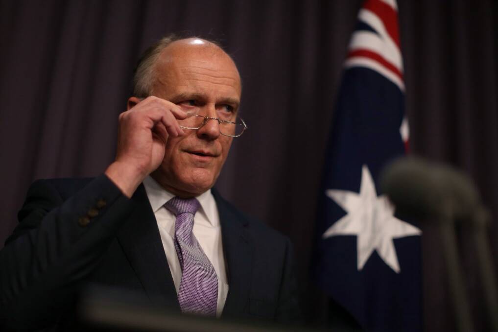 Public service minister Eric Abetz faces dissent from DHS workers over a new pay deal. Photo: Andrew Meares