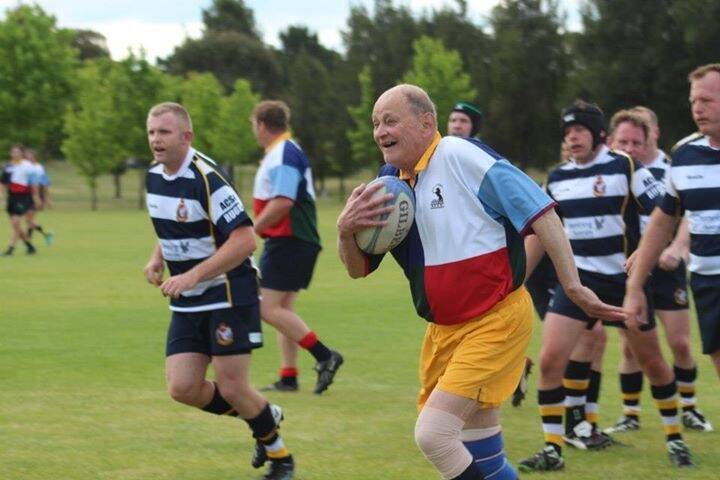 Golden oldie: ACT Veterans rugby player Ian Wells passed away last week aged 81. Photo: Supplied