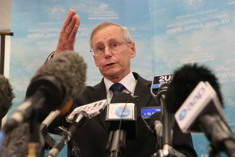 The Australian Maritime Safety Authority's John Young addresses the media in March. Photo: Andrew Meares