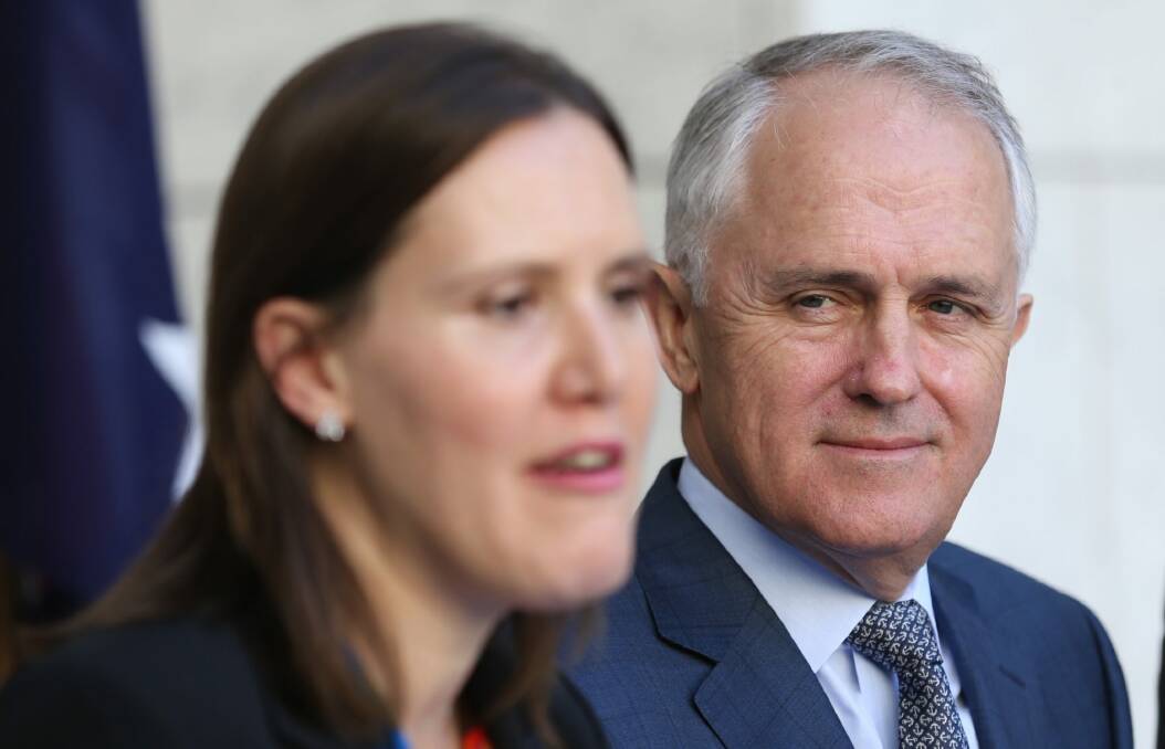 Prime Minister Malcolm Turnbull and incoming assistant minister for the public service Kelly O'Dwyer. Photo: Andrew Meares