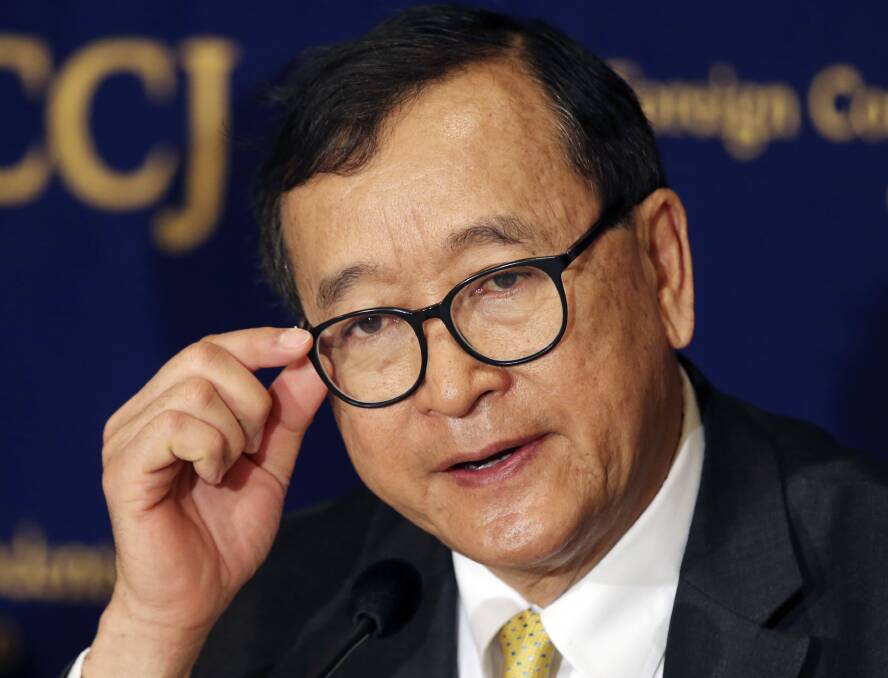 Cambodia's self-exiled opposition leader Sam Rainsy. Photo: AP
