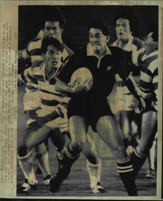 Paul Simonsson on debut in the All Blacks' 94-0 victory over Japan. Photo: Reuter