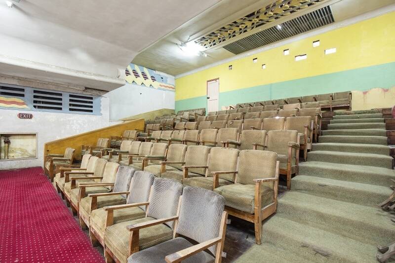 In side Liberty Theatre where the dress circle and first floor foyer of the building remained largely untouched since 1974. Photo: Supplied