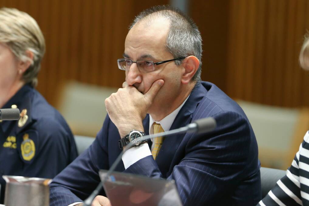 Secretary of the Department of Immigration and Border Protection Michael Pezzullo during estimates hearing at Parliament House in Canberra on Monday 8 February 2016. Photo: Alex Ellinghausen Photo: Alex Ellinghausen