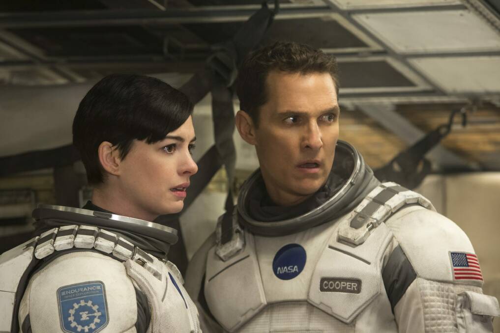 Anne Hathaway and Matthew McConaughey star in Interstellar.