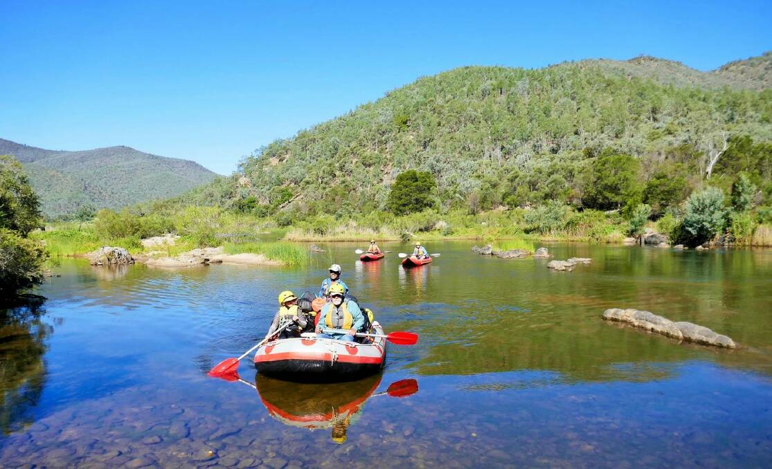 Paddling down the Snowy towards the end of our family adventure. Photo: Tim the Yowie Man