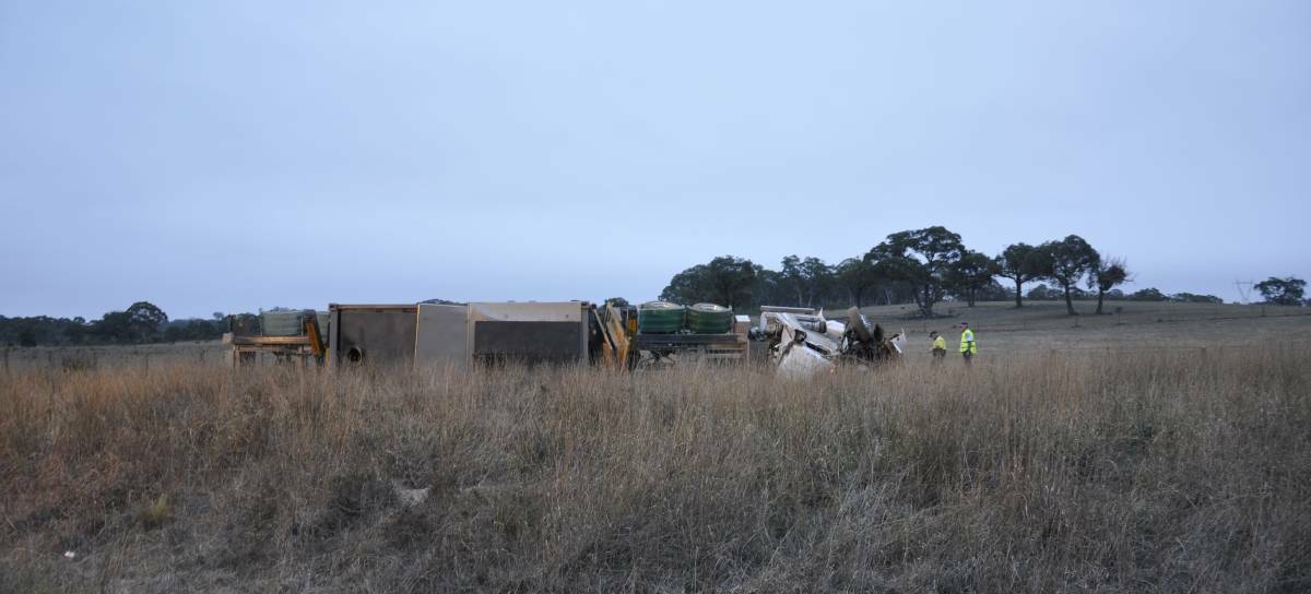 The scene of the fatal crash on the Federal Highway on Wednesday morning.  Photo: Louise Thrower