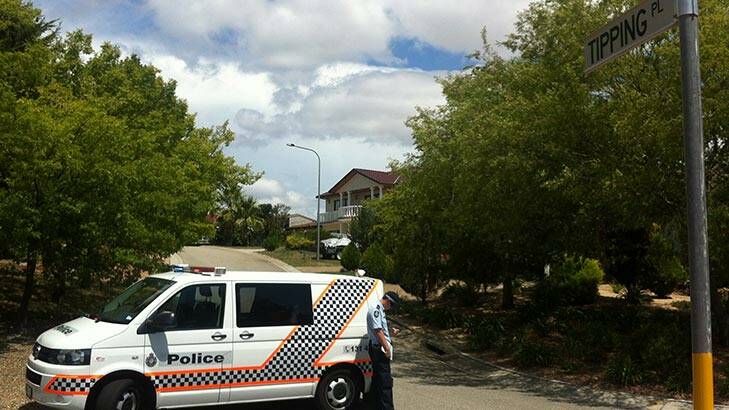 Police have cordoned off Tipping Place as officers investigate a shooting. Photo: Stephanie Anderson