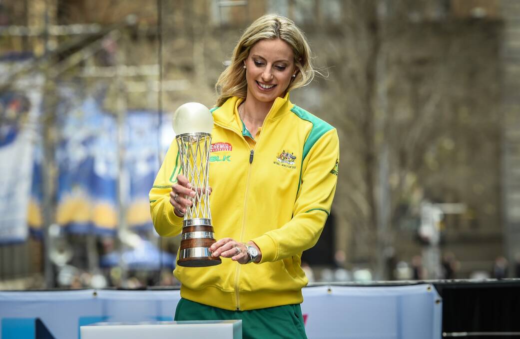Glittering career: Laura Geitz, pictured with the 2005 netball World Cup, has retired from international netball. Photo: Brendan Esposito