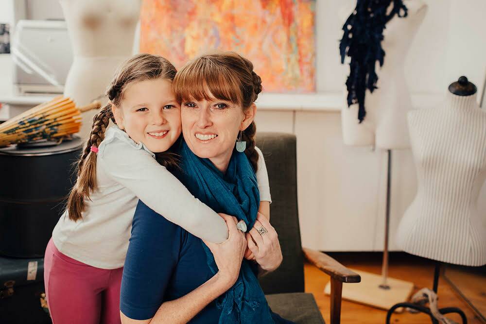Founder of Pure Pod, Kelli Donovan, says eight-year-old daughter Ruby is a big part of her dreams for a more sustainable fashion future. Photo: Tracy Lee Photography