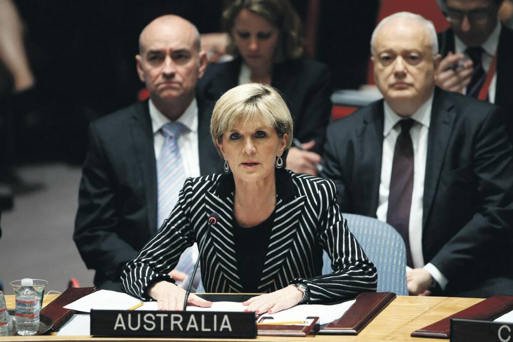 Australia's Foreign Minister Julie Bishop speaks to members of the Security Council last year. Photo: Reuters