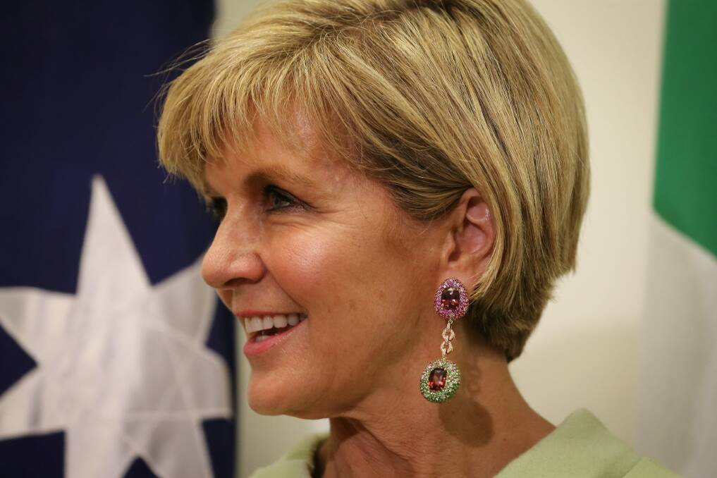 Julie Bishop: "Not one person in the party has raised with me any suggestion that there would be a change of leader." Photo: Alex Ellinghausen