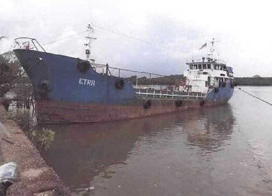 The rusty tanker, pictured near Kota Tinggi in Johor state, that  Malaysian police intercepted. Photo: AP