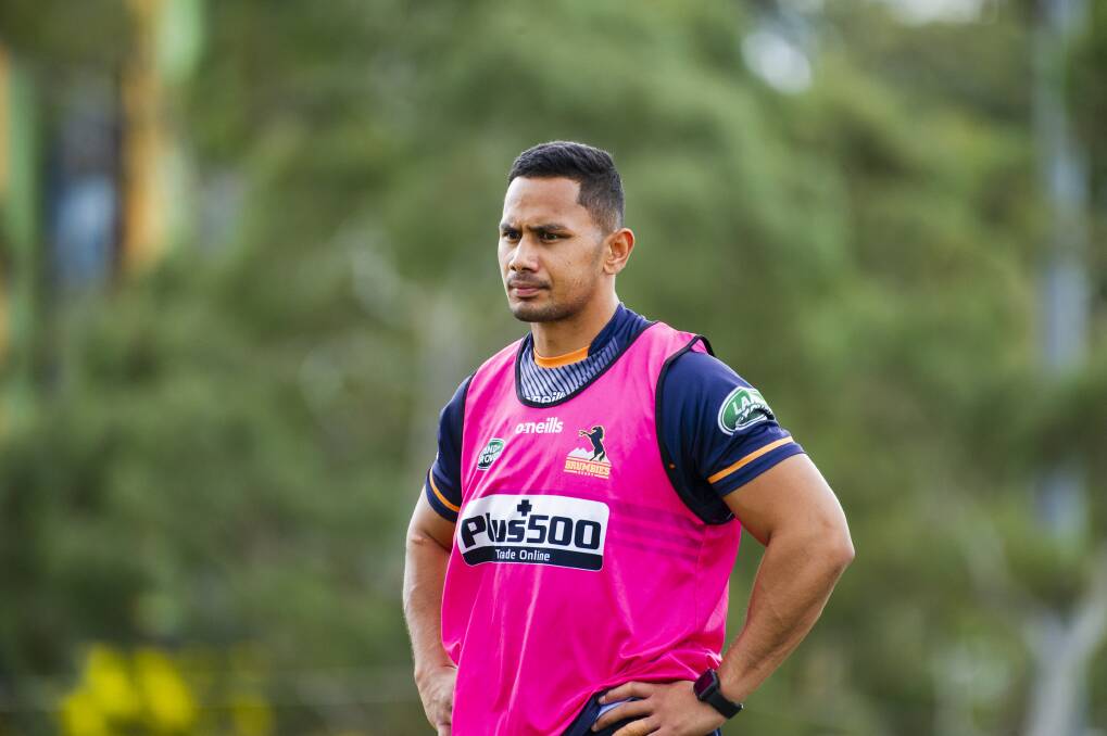 Toni Pulu has been easing himself back into Brumbies training, joining the team at Radford College this week. Photo: Jamila Toderas