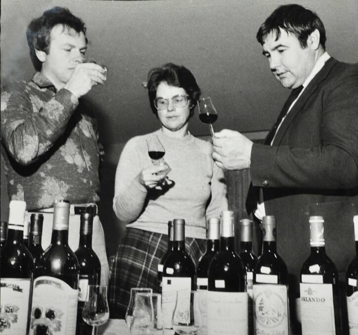 Jim Murphy, far right, in 1983: he always wanted to share his love of wine with others. Photo: Fairfax Media