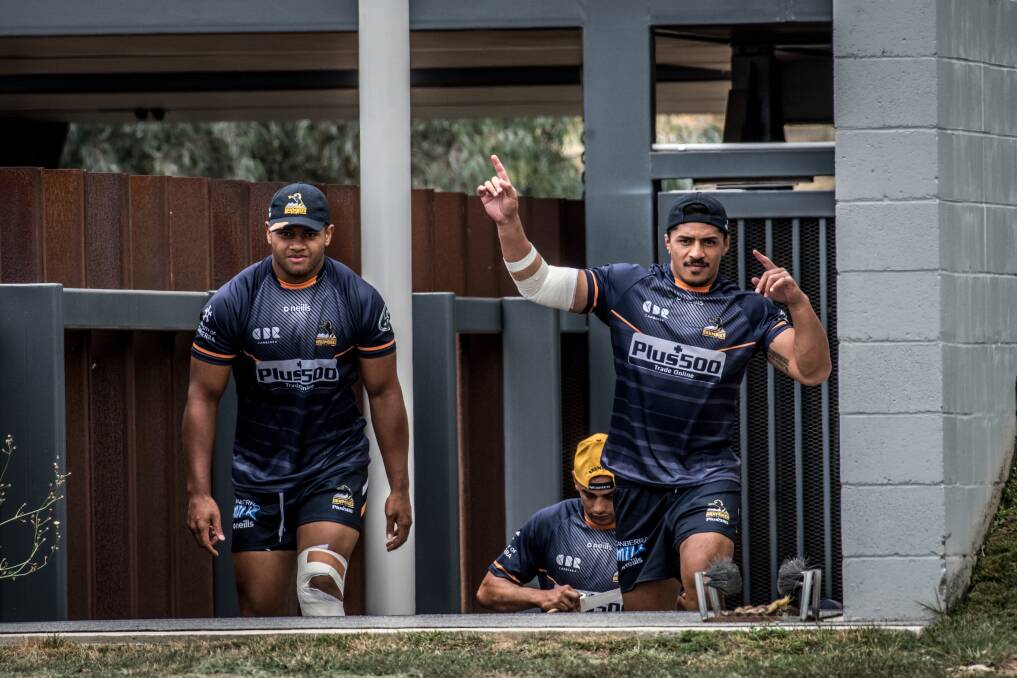 Pete Samu, right, and Rob Valetini could team up in the Brumbies' back row. Photo: Karleen Minney