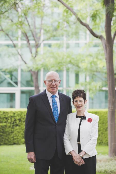 Appointed Governor-General, former general and defence force chief David Hurley with his wife Linda. Photo: Jamila Toderas