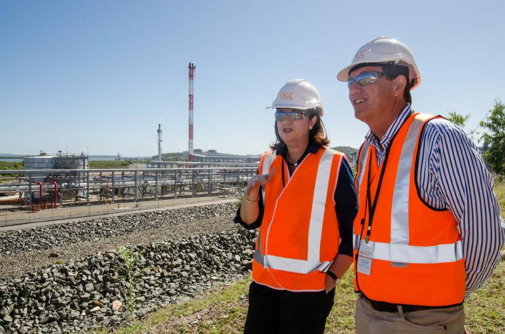Premier Palaszczuk and Minister Anthony Lynham at the Queensland Curtis LNG plant. Photo: Supplied