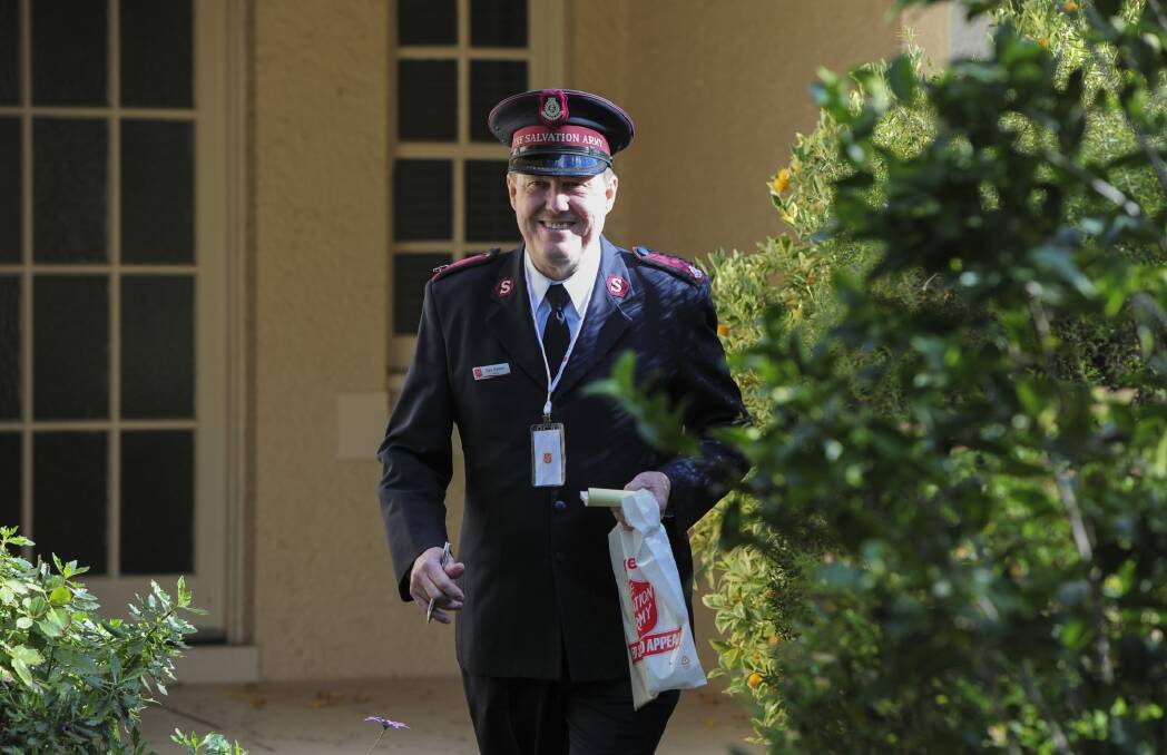 The Salvation Army will celebrate 50 years of their Red Shield Appeal this year. Major Gary Masters will be involved in this year's door knock in Canberra. Photo: Graham Tidy