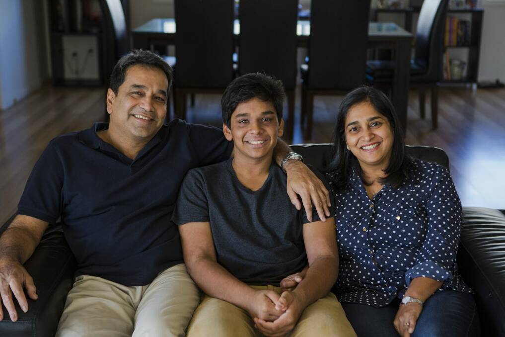 Sanjay Lad, with his wife Neena, and son Anooj, 15.  Photo: Jamila Toderas