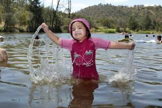  Elena Viscarra Rossel cools off in the Murrumbidgee River at Casuarina Sands.