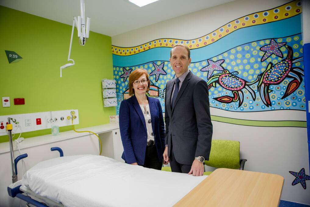 Labor minister Meegan Fitzharris and Health Minister Simon Corbell opening new paediatric emergency department beds at Canberra Hospital in May. Photo: Jamila Toderas