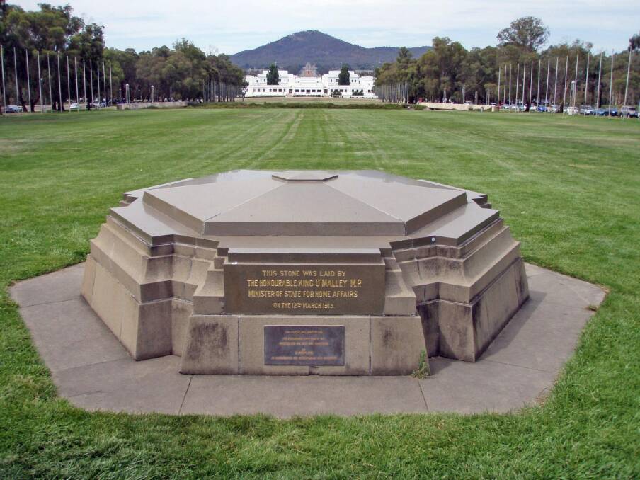 Canberra's Foundation Stone is one of several national monuments crafted by stonemasons from rock quarried at Mt Gibraltar, Bowral. Photo: Brad Pillans