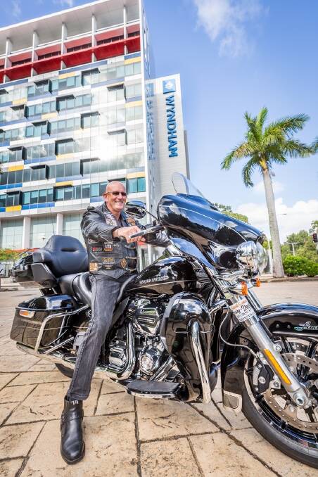 Gold Coast man Greg Kelly is riding a Harley-Davidson to raise funds and awareness for the 413,000 Australians living with dementia. Photo: WyndhamAP.com
