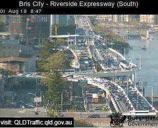 Riverside Expressway in Brisbane saw long delays due to a crash in early morning peak hour traffic. Photo: Queensland Traffic