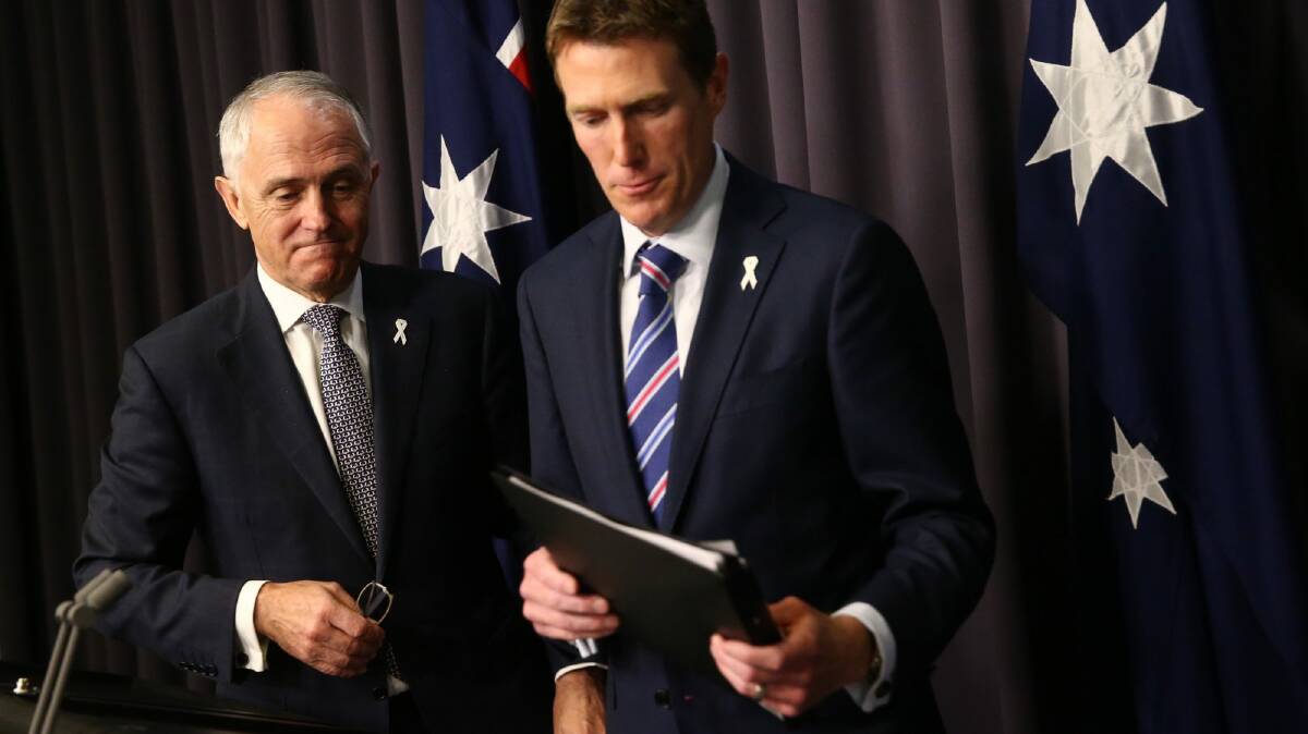 Reshaping welfare: Prime Minister Malcolm Turnbull and Social Services Minister Christian Porter. Photo: Andrew Meares