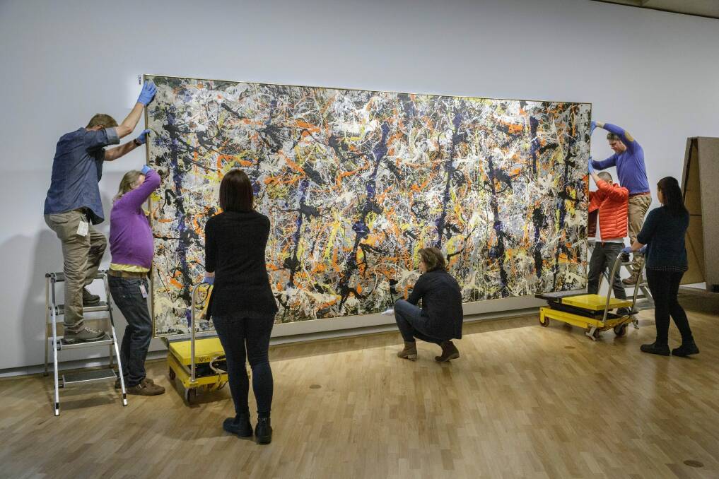 Jackson Pollock's painting Blue Poles comes off the walls. Photo: Supplied