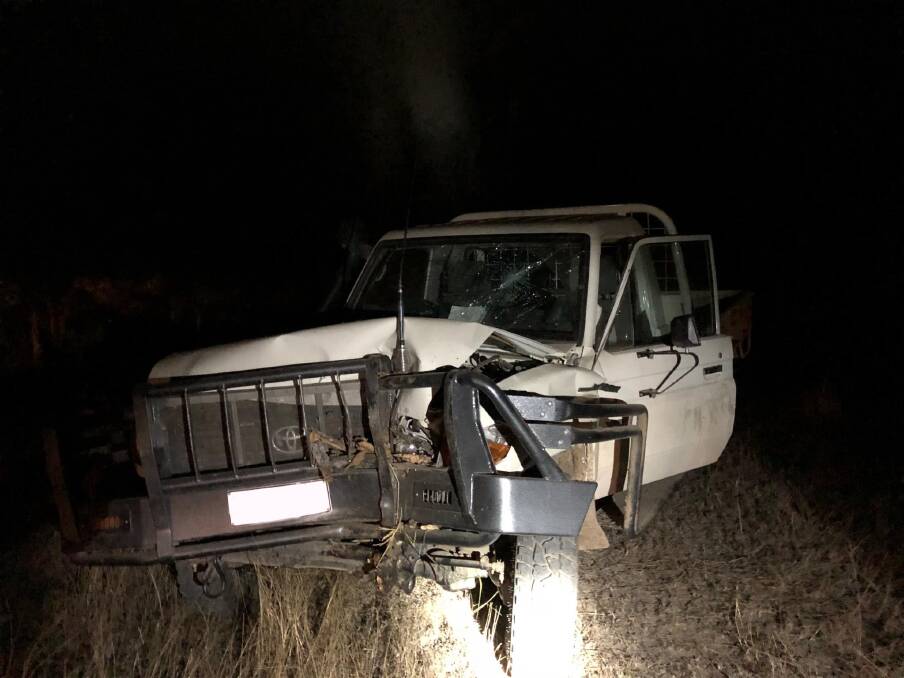 The ute hit a tree just after 6pm on Monday night. Photo: RACQ CQ Rescue