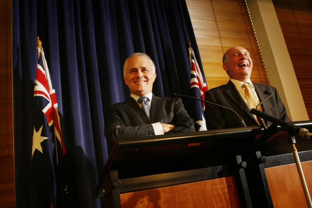 Malcolm Turnbull and Nationals leader Warren Truss. Photo: Andrew Meares