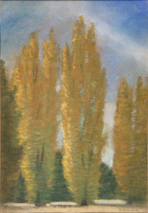 Untitled poplars, Canberra, 1920, Elioth Gruner, from Ruth Schmedding collection. Photo: Gruner images