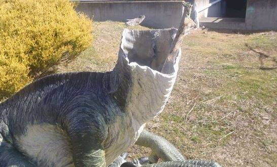 One of the sculptures targeted by vandals at the National Dinosaur Museum. Photo: Steven Trask