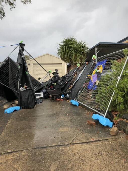 The damage caused by Friday's storm to the Halloween House in Wanniassa. Photo: Facebook