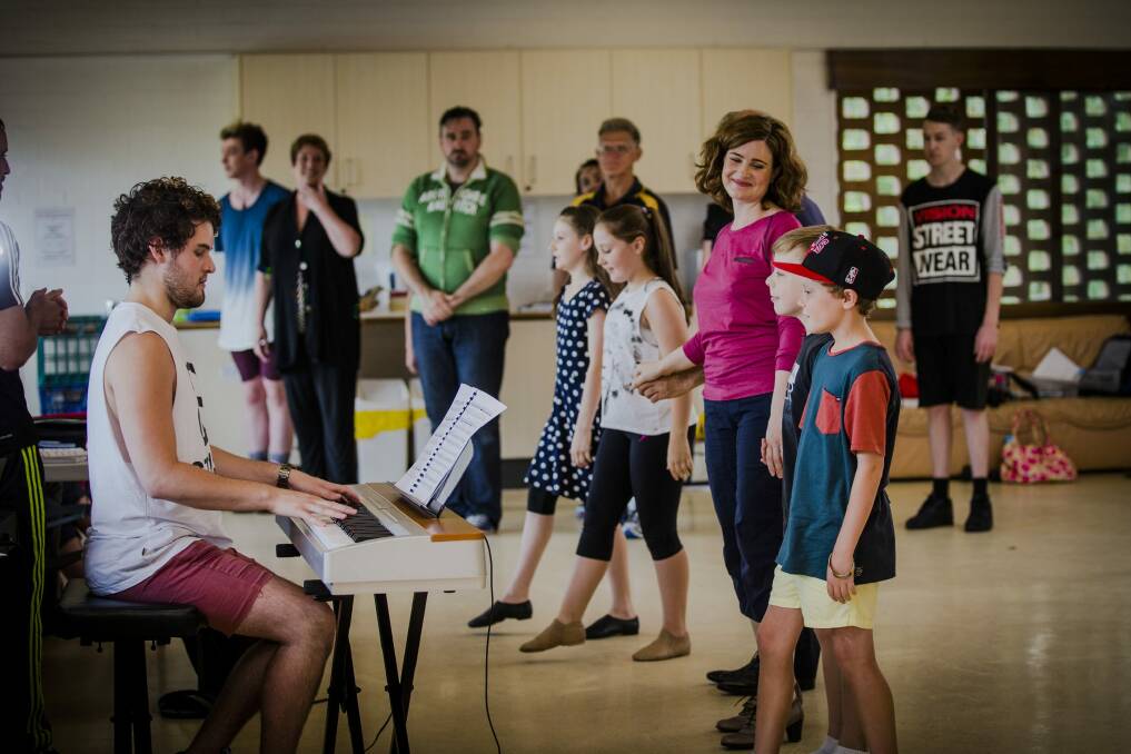 Behind the scenes at Mary Poppins Canberra, with the case in rehearsal. Photo: Jamila Toderas