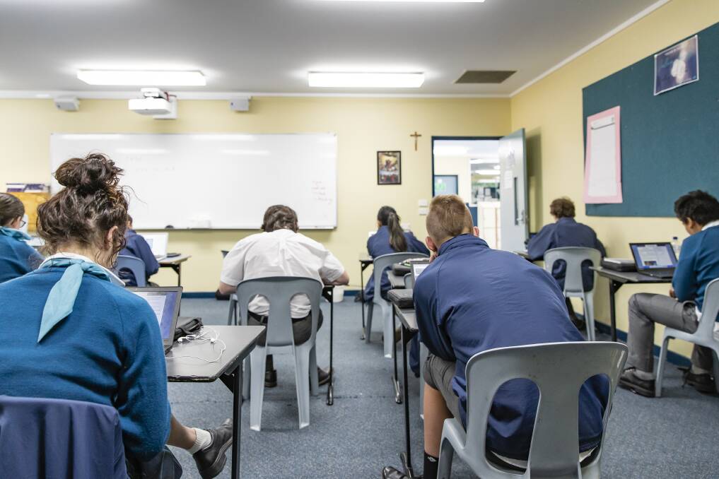 Year 9 students at St Mary McKillop College sat their 2018 NAPLAN test online. Photo: Sitthixay Ditthavong